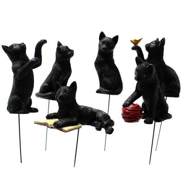 Resin Luminous Black Cat Set Garden Decoration