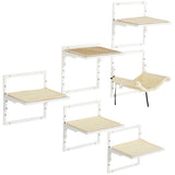 PawHut 6-pc Modern Cat Wall Shelves For Indoor Cats, Height Adjustable Jumping Platforms