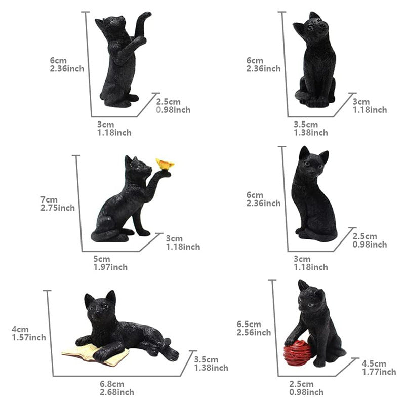 Resin Luminous Black Cat Set Garden Decoration