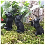 Resin Luminous Black Cat Set Garden Decoration